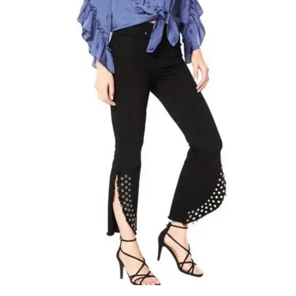 MISA Los Angeles The Super Star Crop Flare Jeans Black - Picture 2 of 10